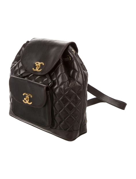 chanel quilted cc backpack|Chanel leather backpack.